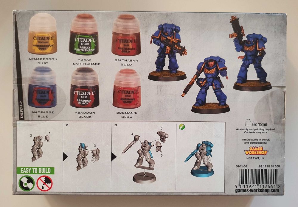 Warhammer 40K Intercessors + Paint Set 3 figurki / 6 farb