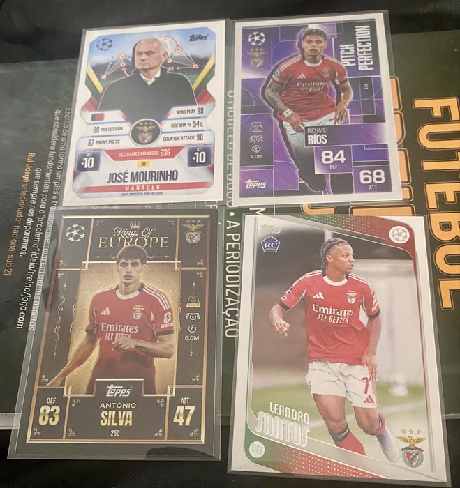 4x Cromos Benfica coleçǎo ,Mourinho,Antonio S.,Rios,Leandro