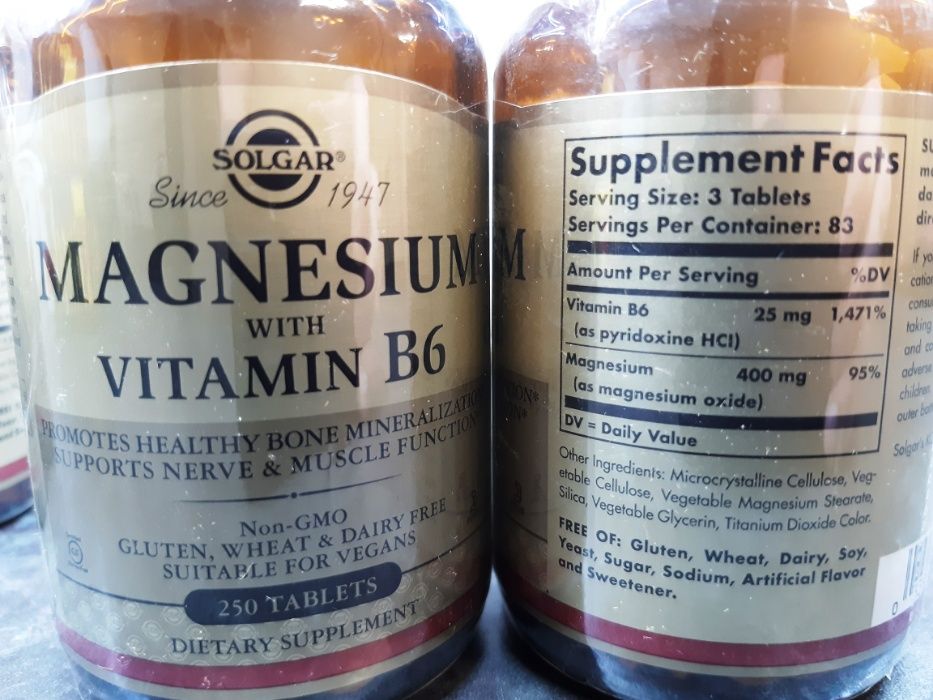 Solgar, Magnesium + Vitamin B6 (250 таб.), магний В6, магній В6