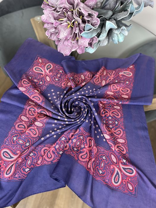 Apaszka jedwabna 100% jedwab 90x90 cm paisley fioletowa