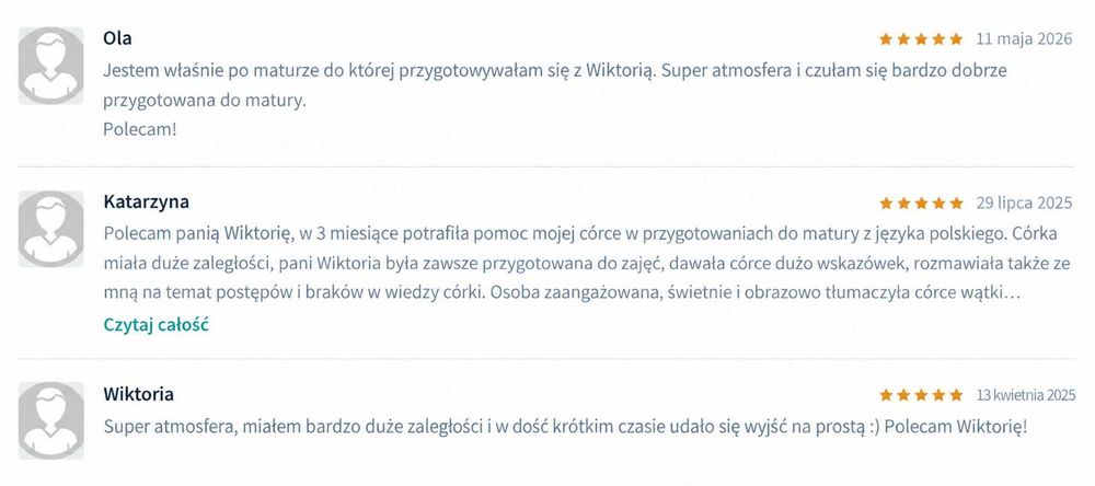 Korepetycje z polskiego – matura, E8, liceum ONLINE