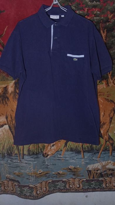 Футболка поло,polo lacoste темно синя, без дефектів. xl розмір.