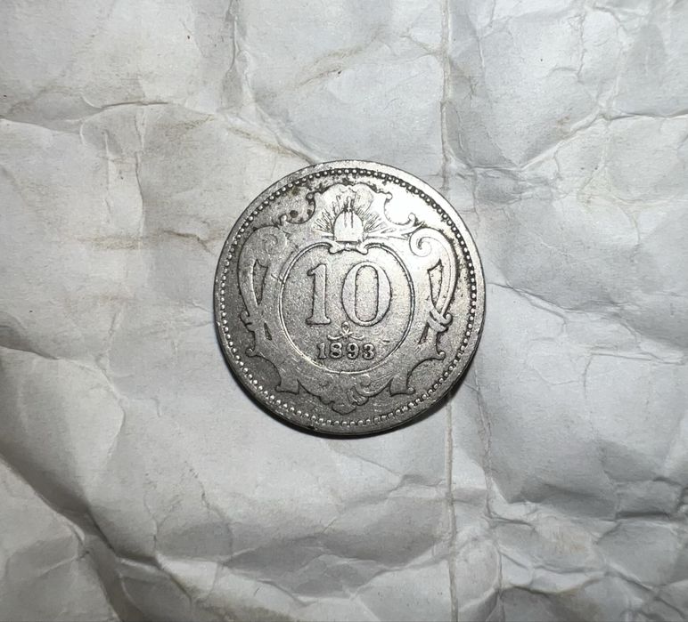 Moneta 10 krajcarów (kreuzer) 1893 Austro-Węgry srebro