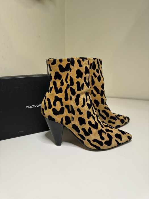 Замшевые леопардовые ботинки не дольче габбана