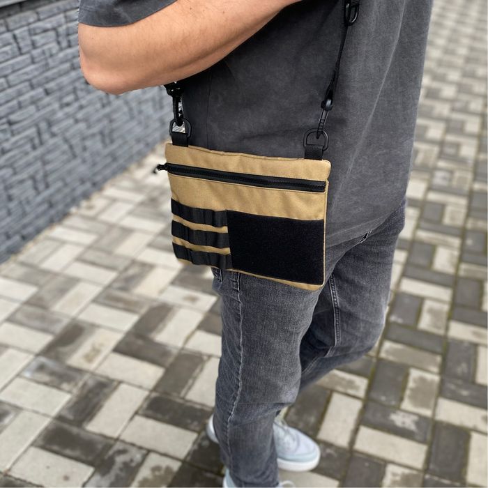 Чоловіча сумка через плече Agent Ctown molle velcro пісочний койот беж