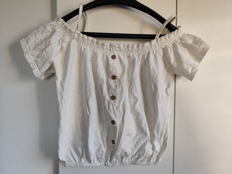 Elegancki śliczny t-shirt na ramiona damski S