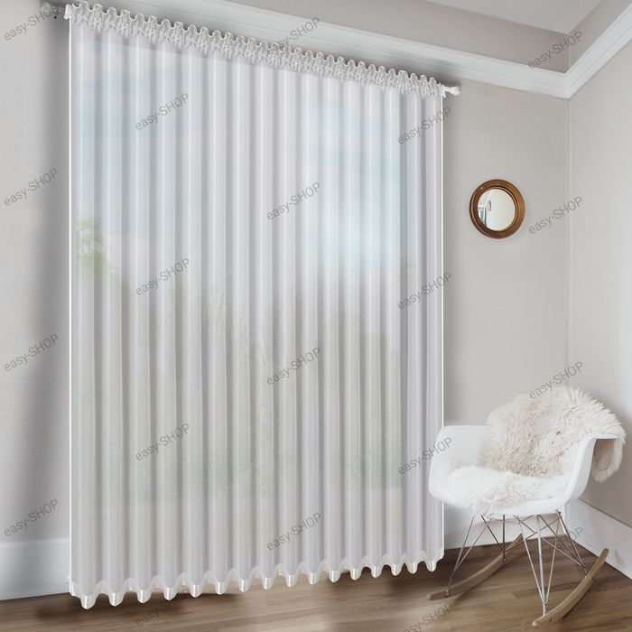 Firana 250x400 biała gładka z woalu