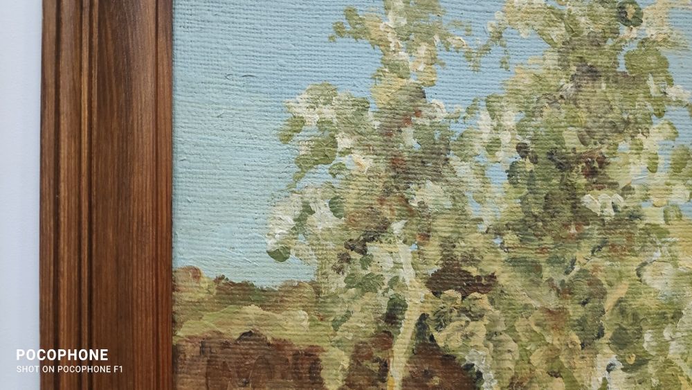 Duży obraz na płótnie w ramie 86x120 pejzaż PRL ponad 50 lat
