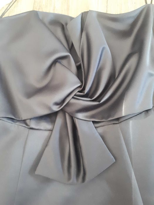 Grafitowo-granatowa sukienka bez ramion H&M rozm. 42(40)