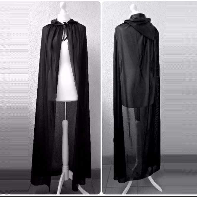 Czarna peleryna Kostium Nowa