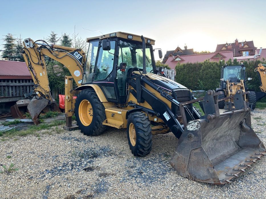 Caterpillar CAT 428D 2005r 4x4 koparko ładowarka teleskop widły rekin  Koparko ładowarka CAT 428D rok 2005, 4x4 pełna opcja