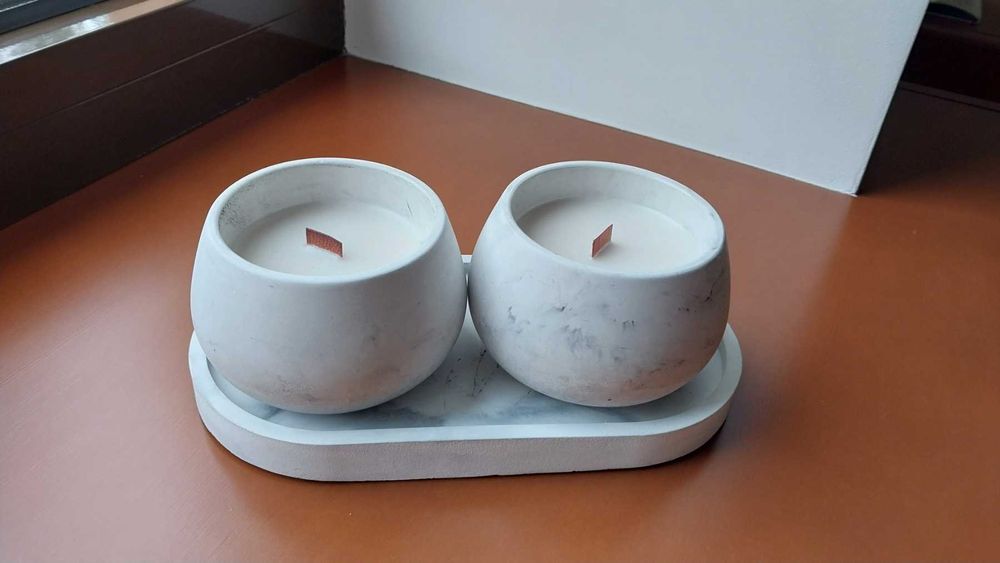 Ароматическая свеча в гипсовом кашпо ручная работа