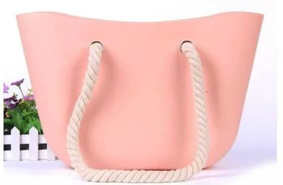 torebka torba  damska gumowa JELLY BAG guma sznur PINK RÓŻ