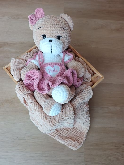 Ręcznie robiony miś szydełkowy mięciutki personalizowany handmade