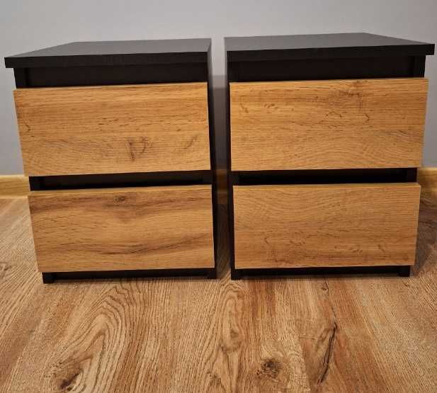Nowa Szafka Nocna Czarna Dąb 2 Szuflady Stolik Szafki Do Sypialni Loft
