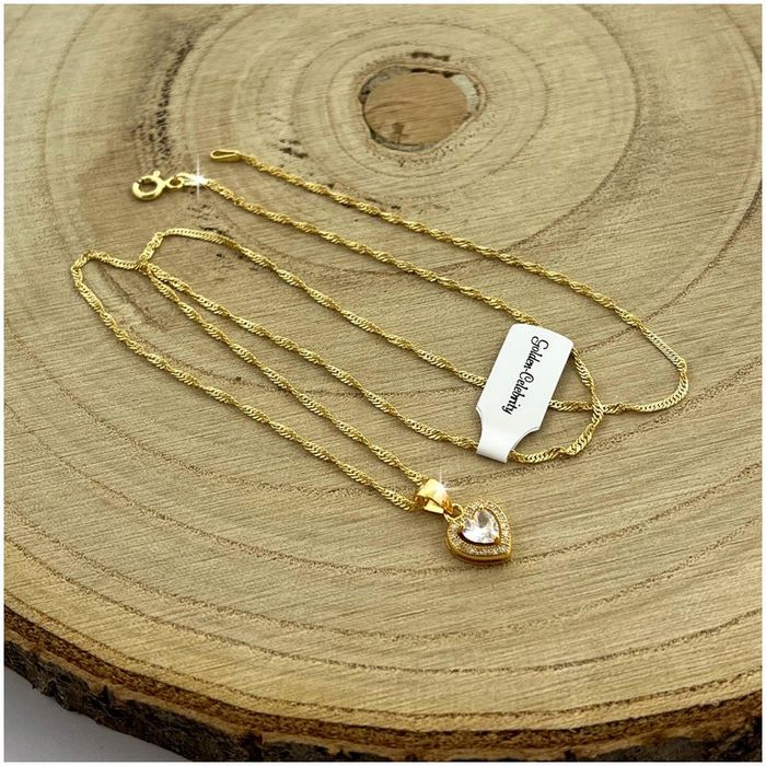 Złoty Naszyjnik Zawieszka Serduszko Celebrytka Serce 925 Róża Wieczna