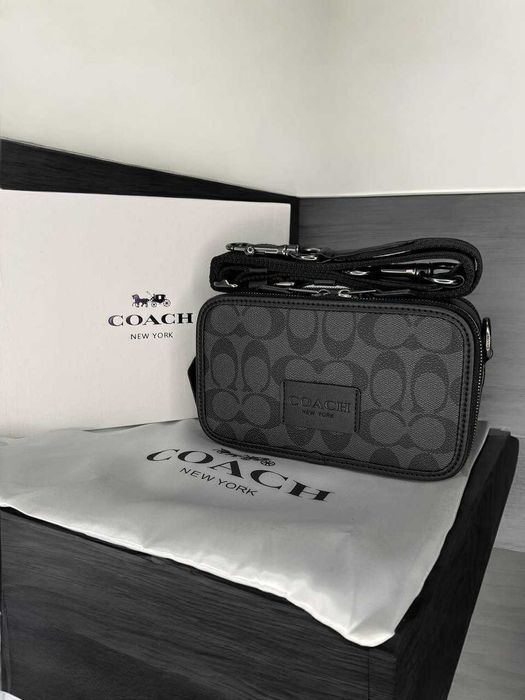 Мужская сумка Coach, кожаная сумка Коуч, оплата на почте