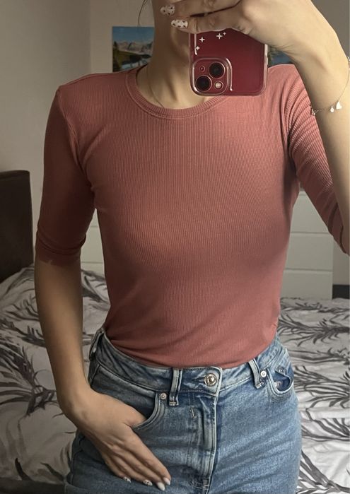 Sweterki łososiowy z rękawem 3/4 długość