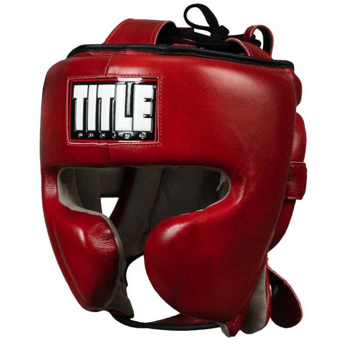 Боксерський шолом TITLE Boxing Blood Red Leather Sparring Headgear