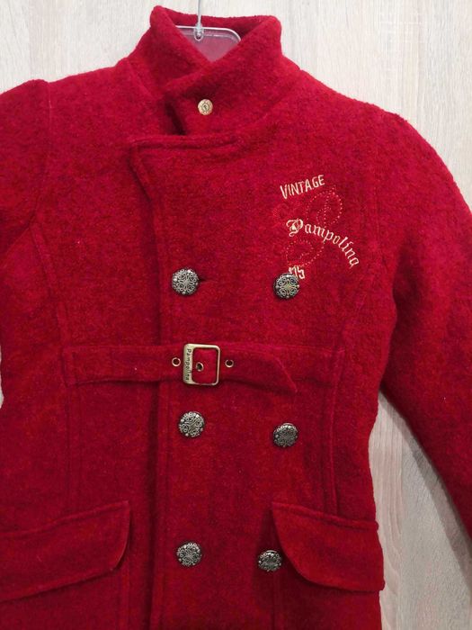 Płaszcz wełniany vintage dla dziewczynki Pampolina rozmiar 116 cm