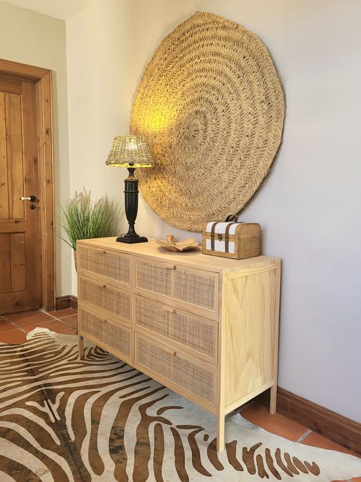consola, aparador,  comoda, rattan, decoração,  rustico