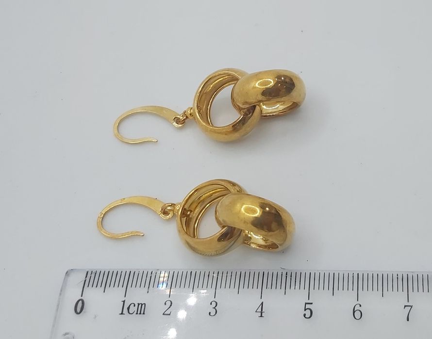 Brincos de prata Dourada Pendentes às Argolas