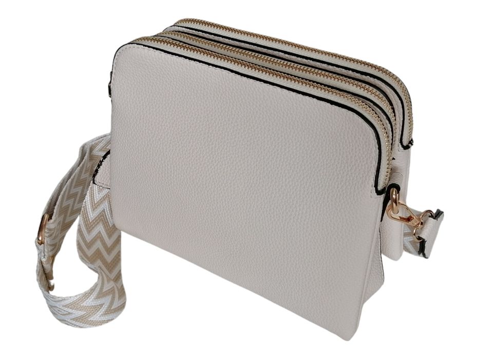 Klasyczna Torebka Damska Listonoszka Na Ramię - Beżowa