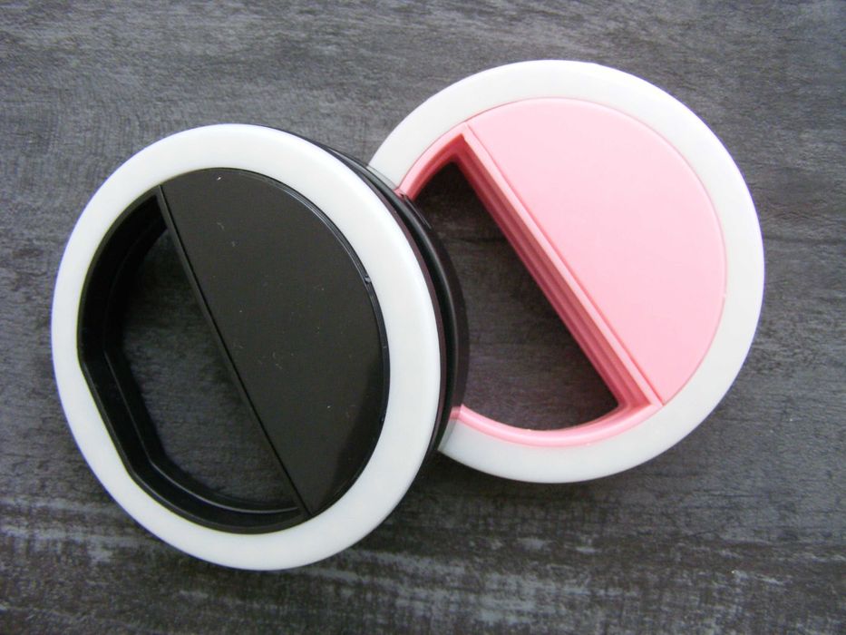 Световое кольцо на телефон для селфи черное розовое