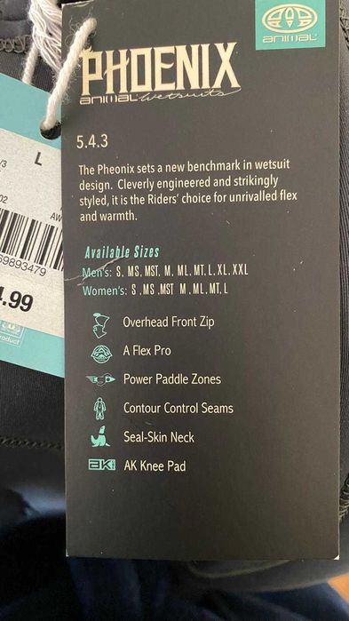 Fato surf Inverno - 5/4/3 - Marca Animal Phoenix (NOVO)