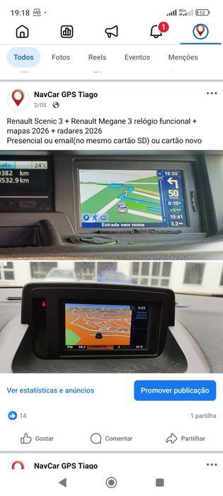 Relógio + Mapas 2026 para Renault Carminat Megane Clio Laguna Scenic Espace Fluence