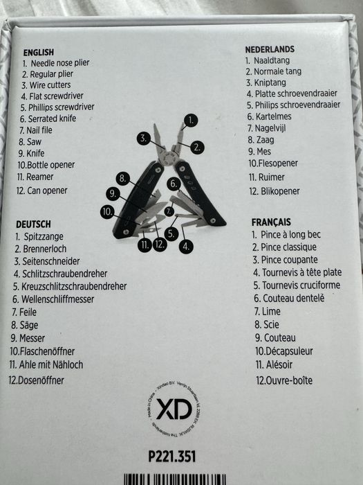 Narzędzie wielofunkcyjne Solid, 12 el. / Czarny P221.351