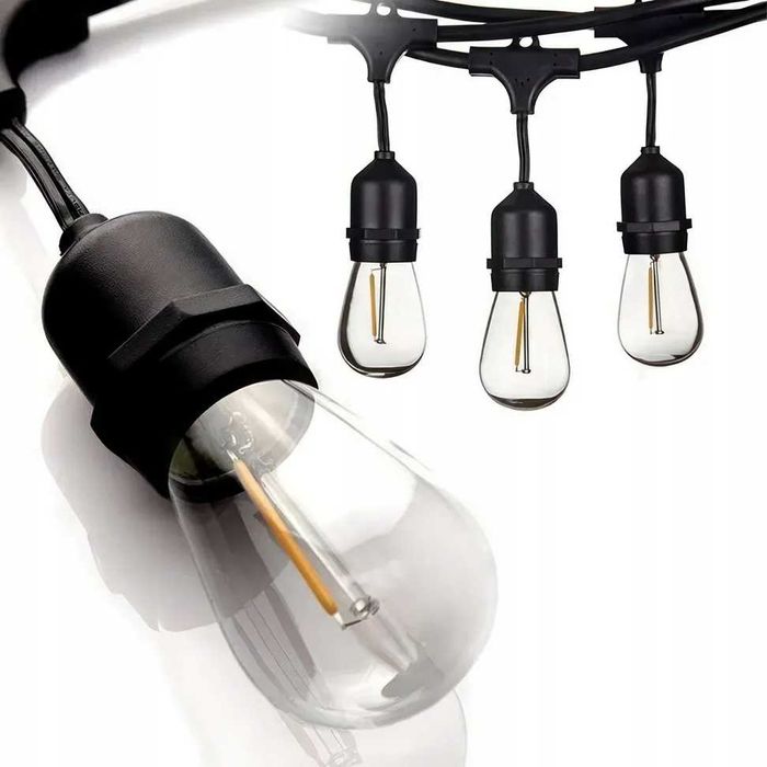 Girlanda ogrodowa solarna LEDLIGHT  lampki ogrodowe żarówki E27  20m