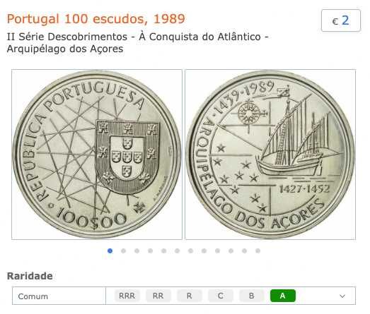 Moedas de escudo comemorativas - Lote de 11 unidades para colecção