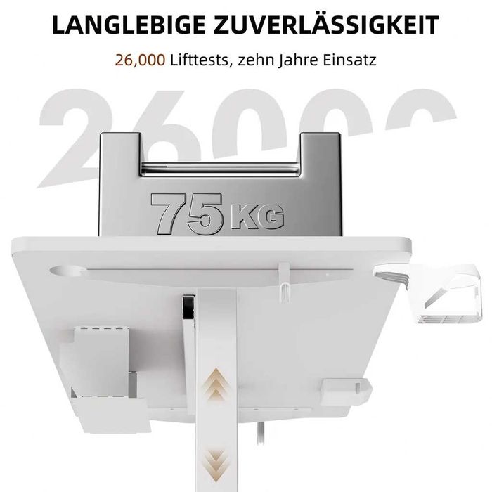 Biurko elektryczne 140x70 cm – regulacja wysokości, pamięć, USB/USB-C – białe