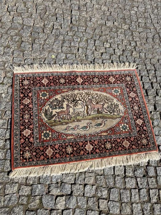 Jedwabny r.tkany dywan perski GHOUM / Qom 95x75 galeria 8 tyś