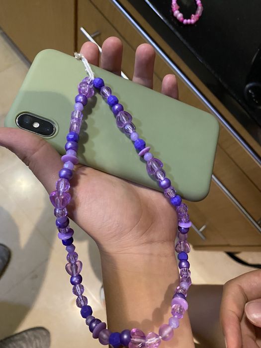 Phone charm- corrente para telemovel de missangas