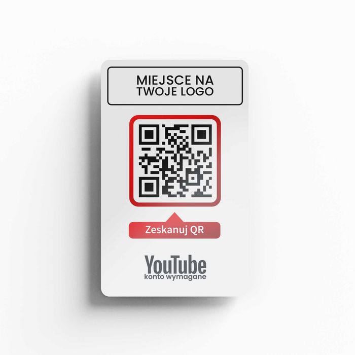 Karta wizytówka PVC – YouTube z kodem QR - 10szt