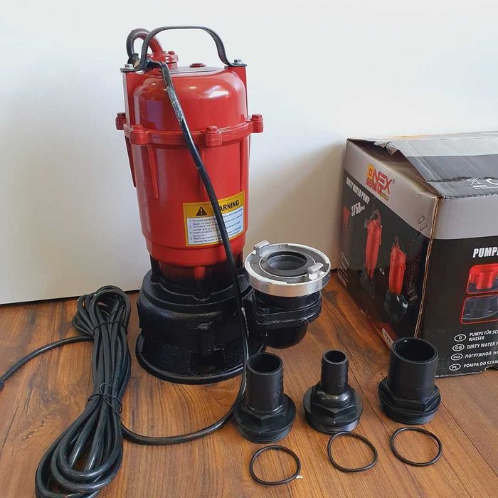 Pompa do wody szamba żeliwna z ROZDRABNIACZEm 2" zestaw redukcje 3750w