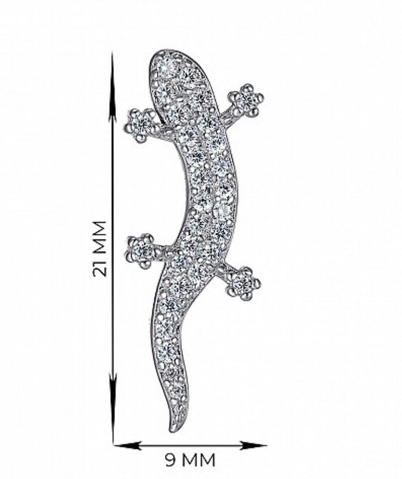 Сережки-кафи Ящірка зі срібла з фіанітами