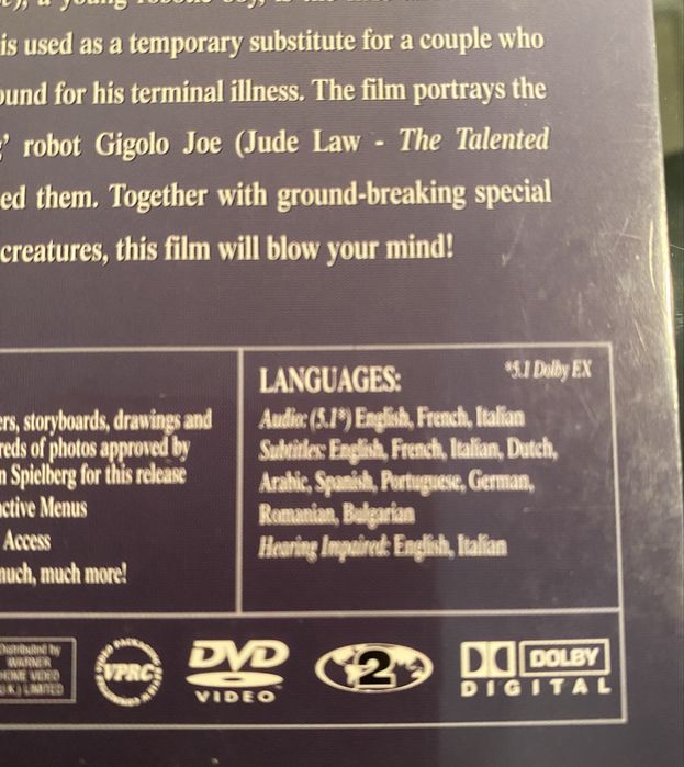 DVD Original A.I. Inteligencia Artificial Edi UK, 2 discos
