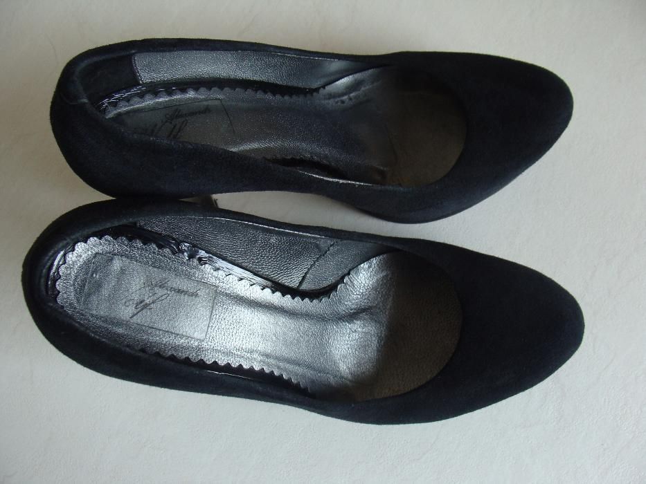 туфли замшевые черные на каблуке