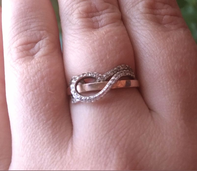 Колечко серебро с золотом