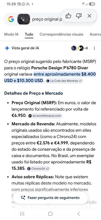 Relógio porsche desing aceito trocas ele custo me 8000 euros na loja