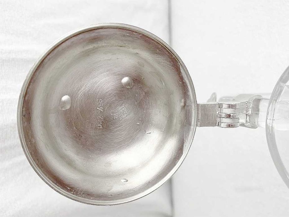 Kufel kryształowy bardzo ciężki z 95% cynową pokrywą 21 cm
