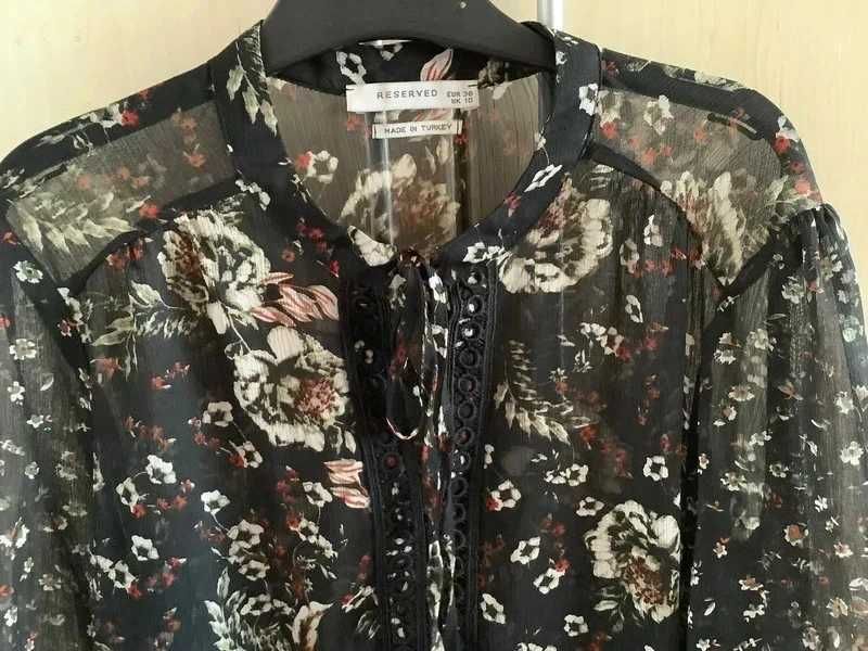 Reserved bluzka romantyczna koszula baskinka falbanka falbana kwiatki kwiatuszki koronka boho S M