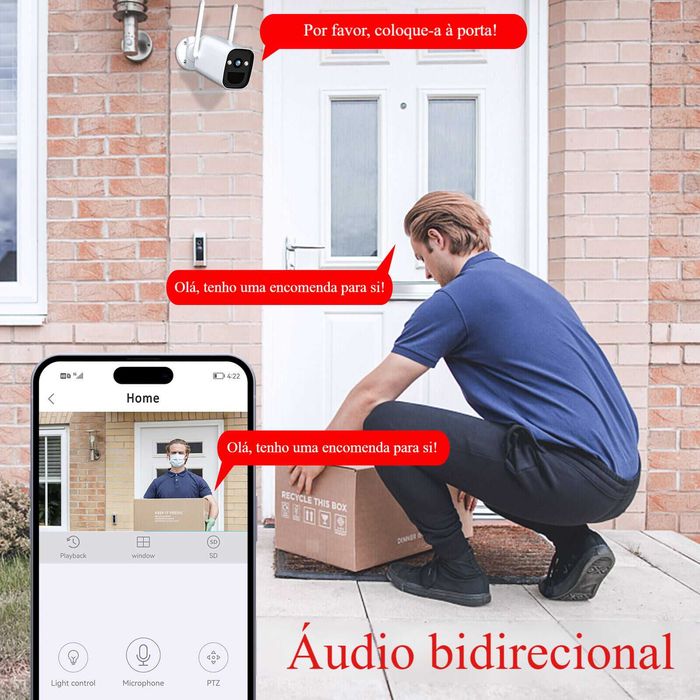 Kit Vigilância 3MP WiFi * Visão Noturna * Áudio e Deteção PIR