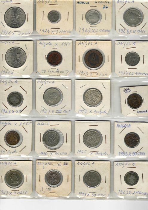 Lote de Moedas Antigas Angola Portuguesa 1927-1971 (20 moedas)