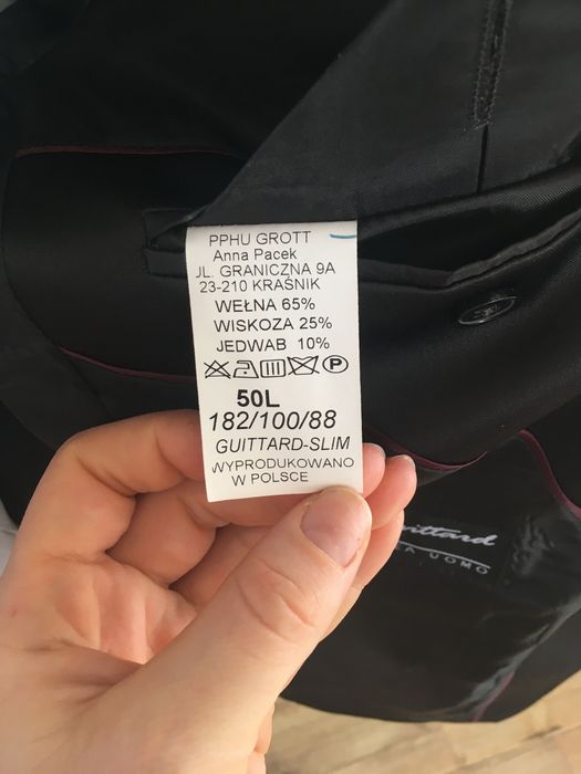 Garnitur męski czarny idealny stan rozm. 182
