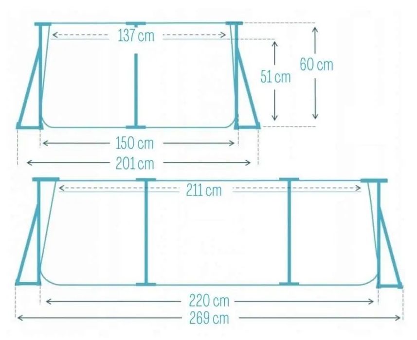 Каркасний басейн 220 x 150 x 60 см Pink Rectangular Frame Pool