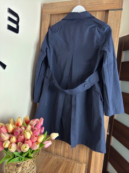 Damski trencz płaszcz granatowy Tommy Hilfiger S klasyczny do kolan